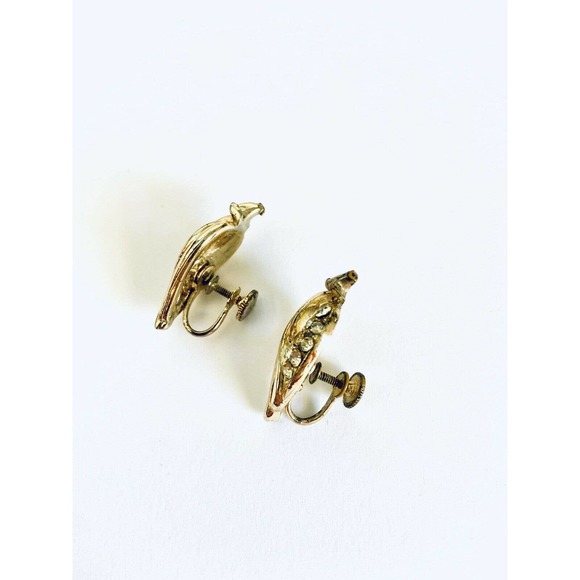 VTG Coro Gold Screw On Floral Earrings - Picture 4 of 5